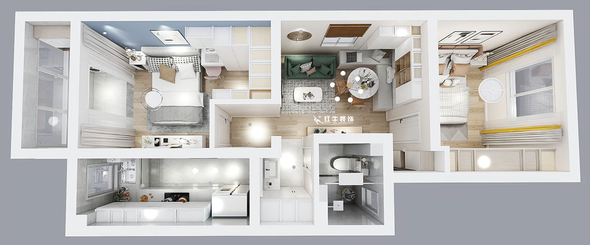 顾娟｜大光路36号3-301-60㎡-现代风格｜2室2厅1卫｜旧房装修｜定制家｜全包11